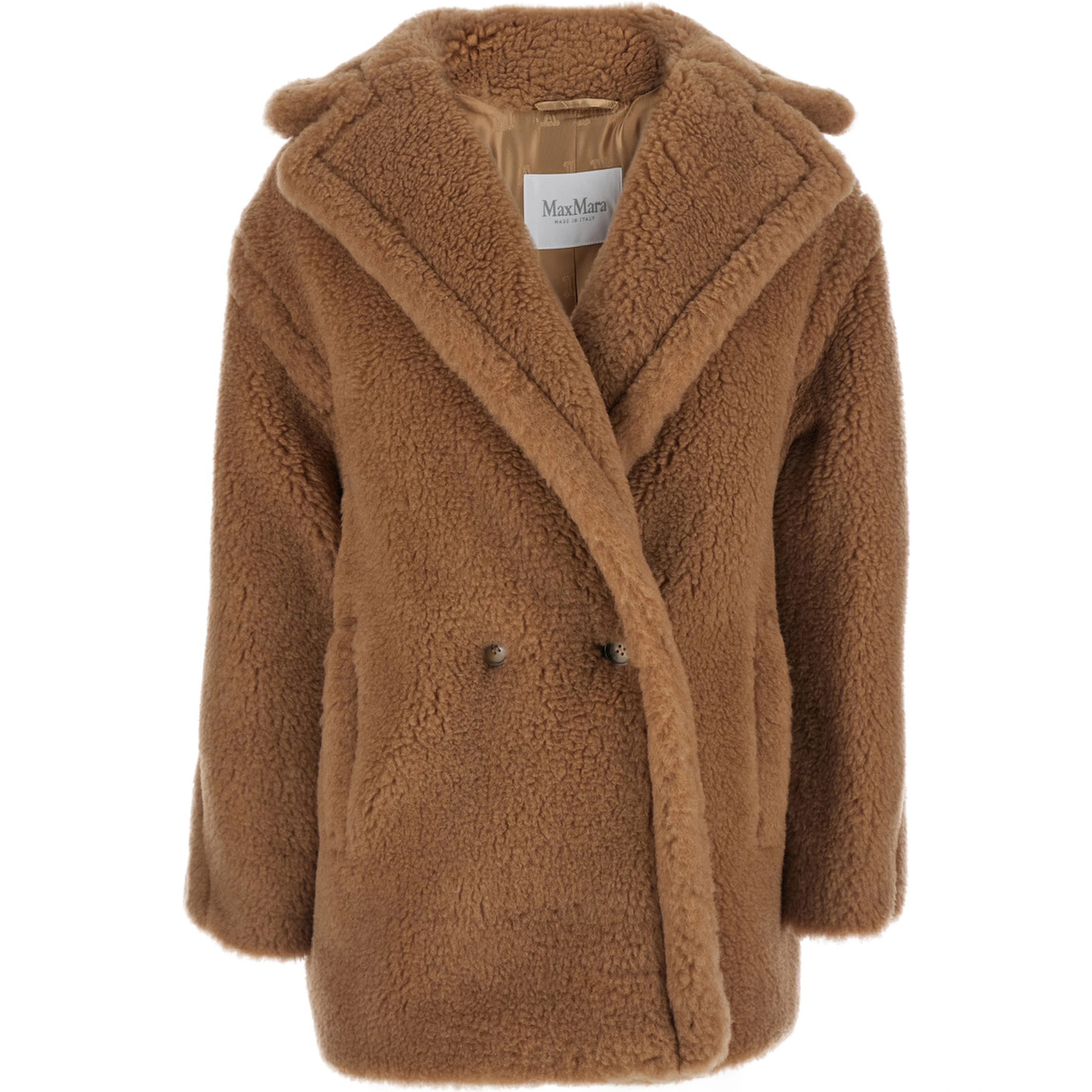 Coat DRAMMA with notched revers and button closure, in wool, beige, women