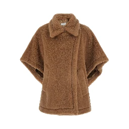 Cloak TEBE with wide collar and pockets in beige women