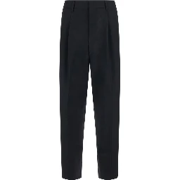 Black Wide Leg Trousers with Pleats for Women