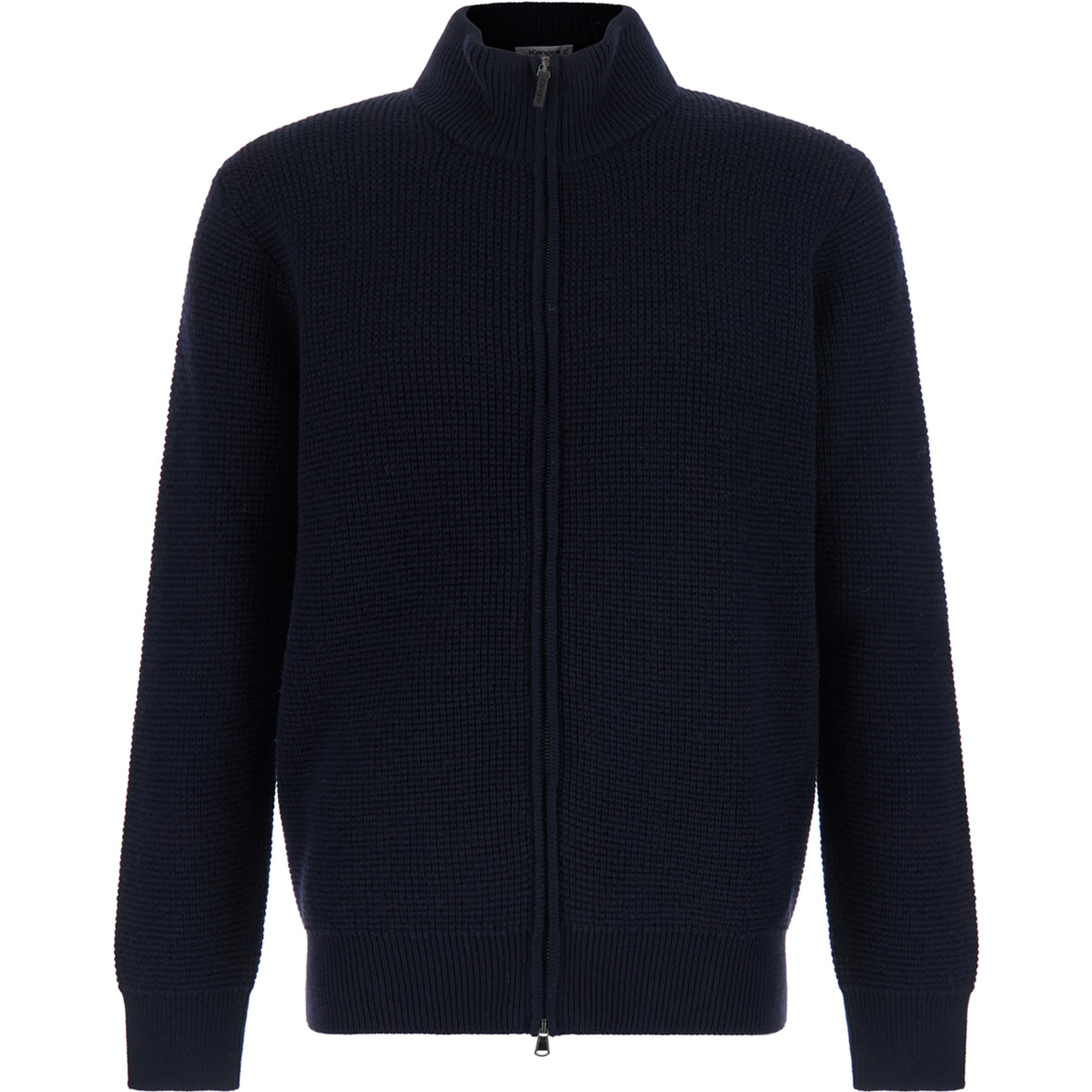 CARDIGAN ZIP PUNTO ROVESCIO with V-neck and long sleeves in merino wool blue men