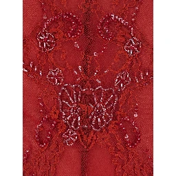 Dress with round collar and long sleeves in Tech Fabric red for women