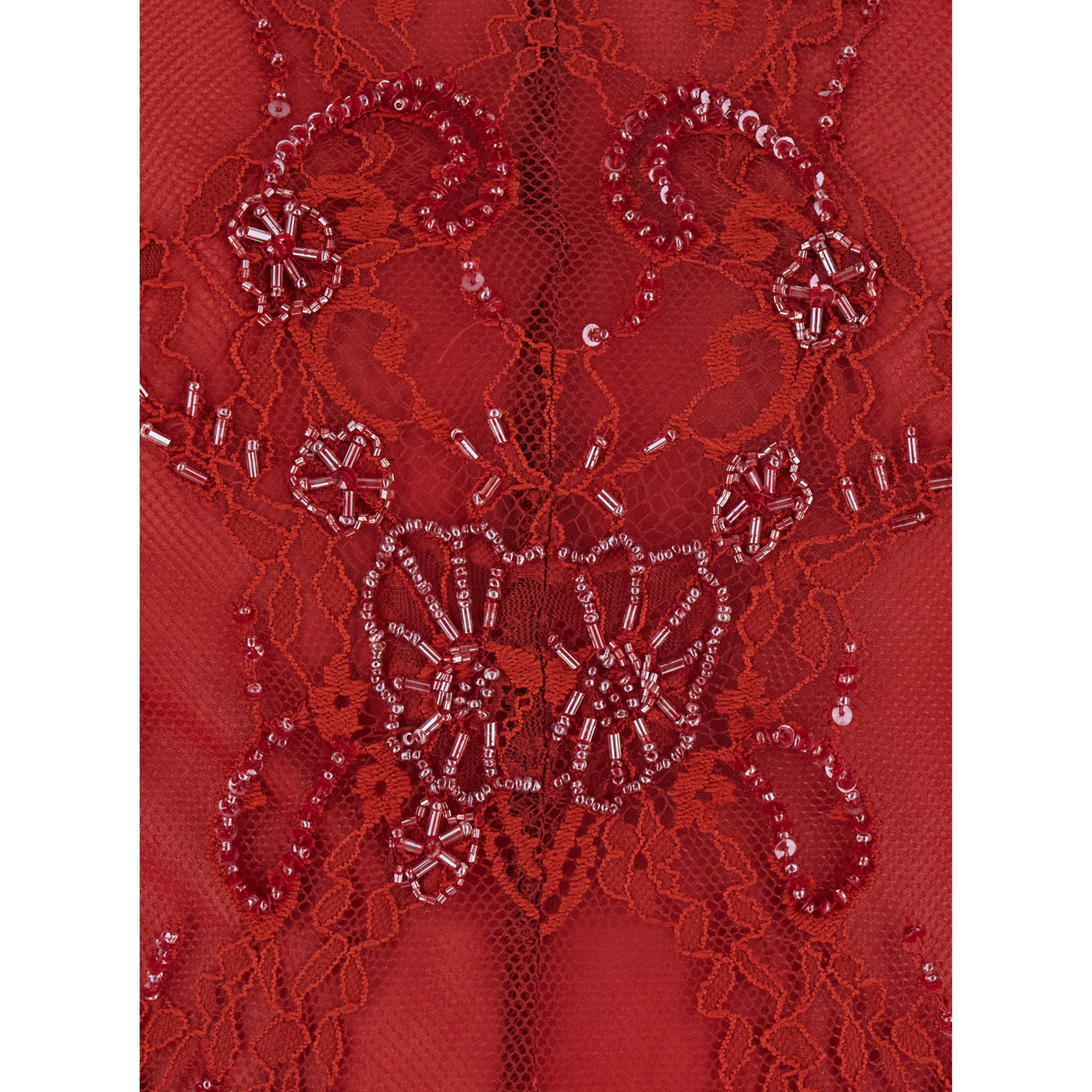 Dress with round collar and long sleeves in Tech Fabric red for women