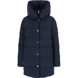 Down jacket DVT DWN VSTE-INSULATED with high collar and long sleeves in blue tech fabric unisex