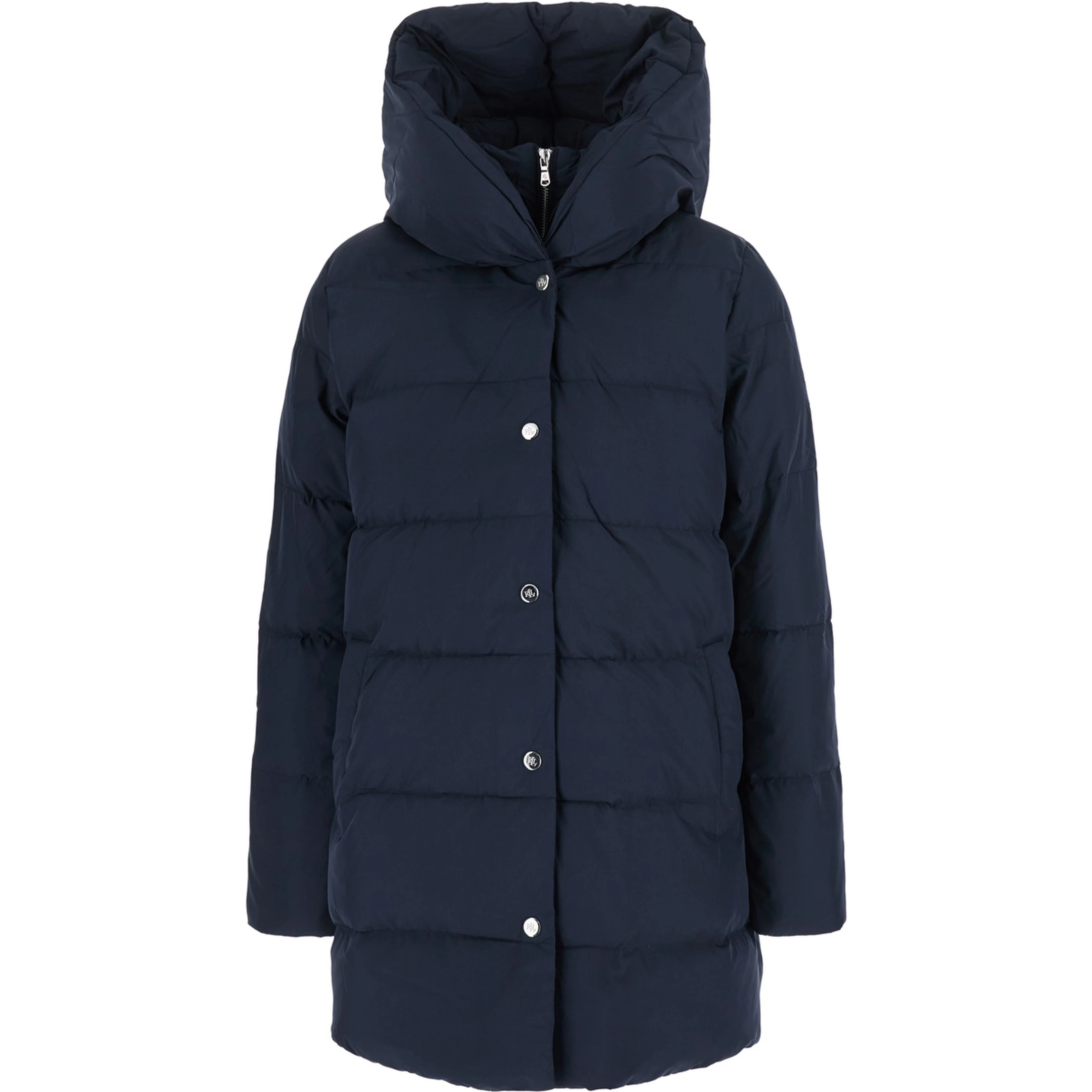 Down jacket DVT DWN VSTE-INSULATED with high collar and long sleeves in blue tech fabric unisex