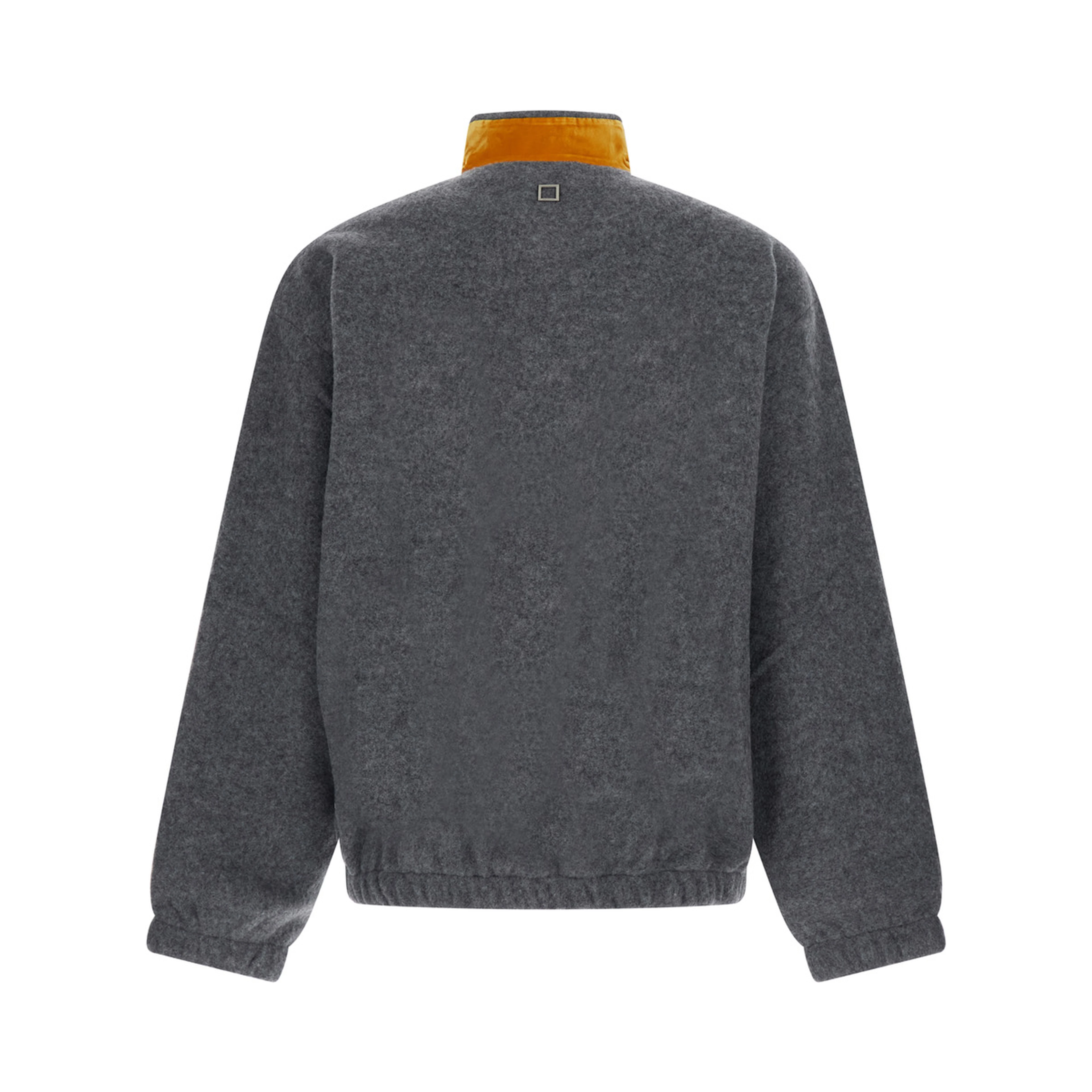 MENS T-SHIRT with round neck and long sleeves in gray wool and polyester for men
