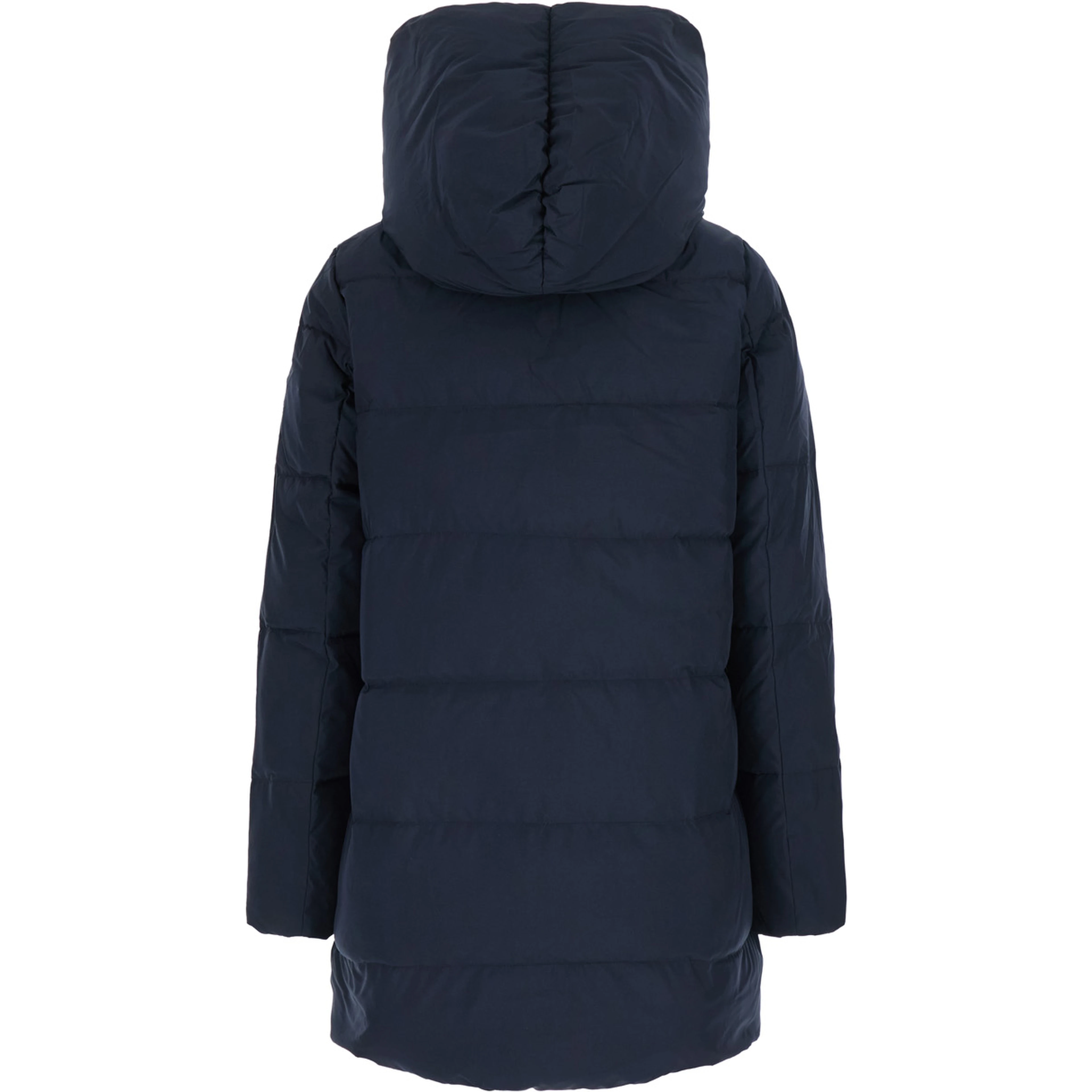Down jacket DVT DWN VSTE-INSULATED with high collar and long sleeves in blue tech fabric unisex