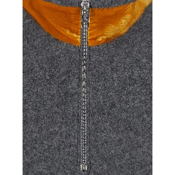MENS T-SHIRT with round neck and long sleeves in gray wool and polyester for men