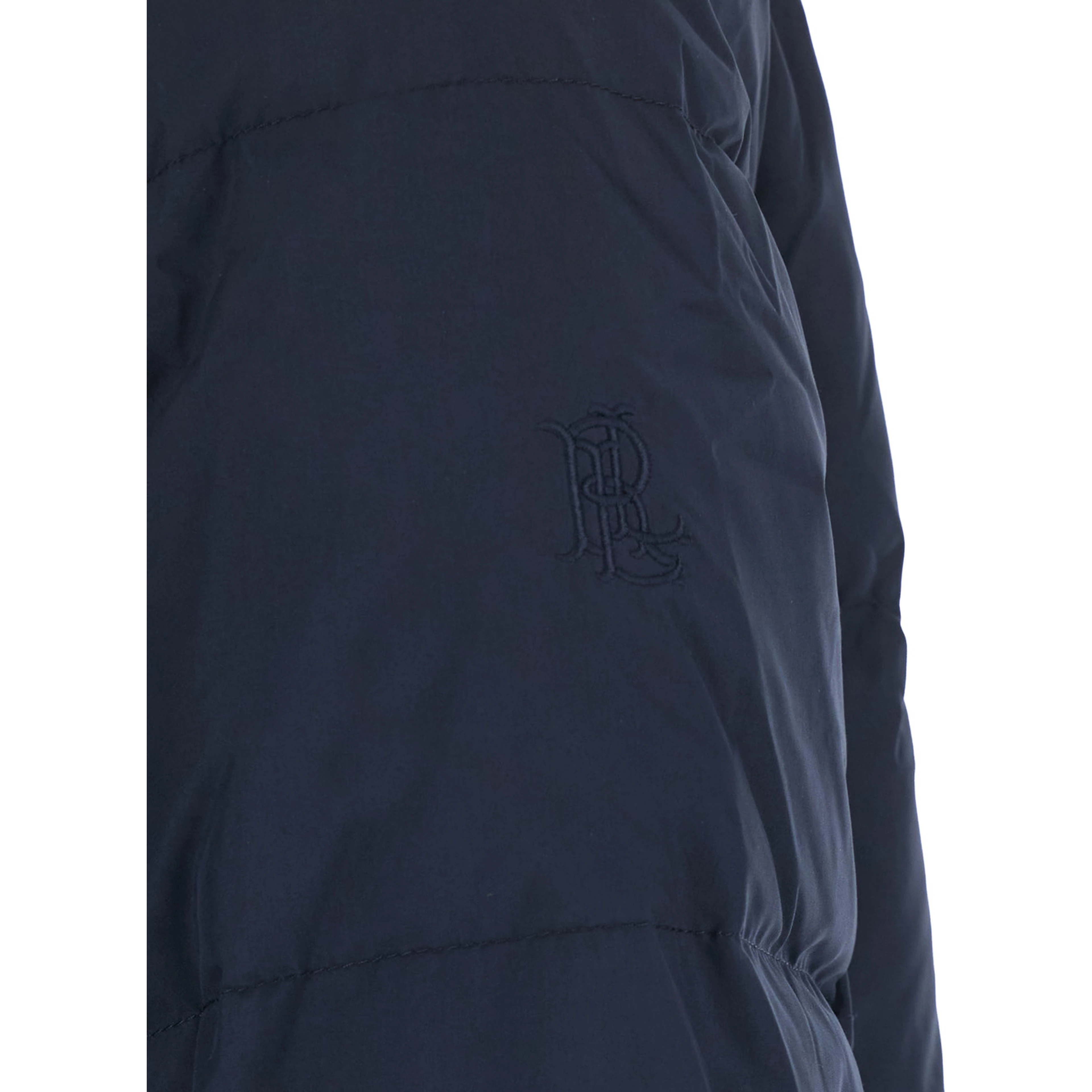 Down jacket DVT DWN VSTE-INSULATED with high collar and long sleeves in blue tech fabric unisex