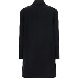 A-Line Shirt in cotton poplin with collar and long sleeves black for women