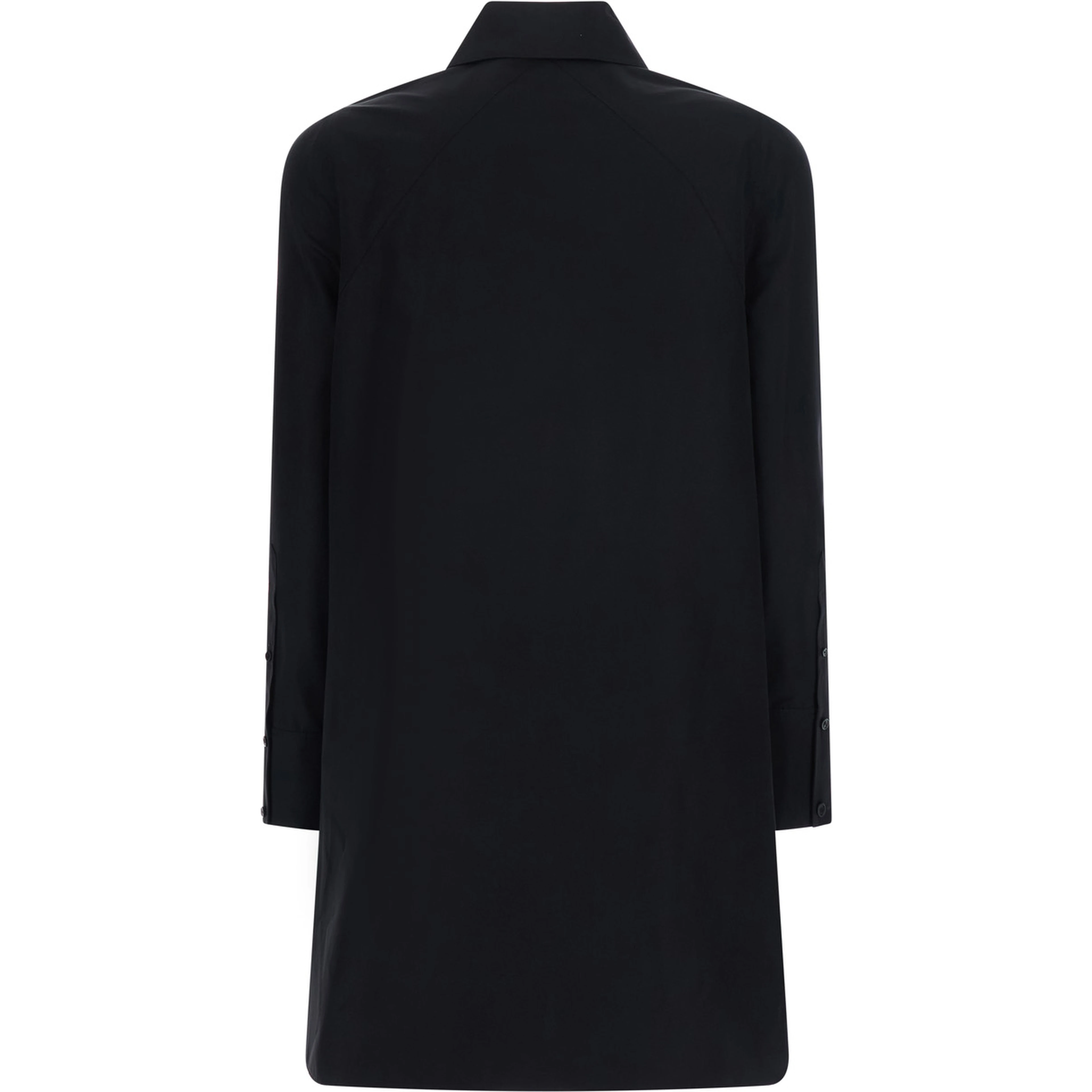 A-Line Shirt in cotton poplin with collar and long sleeves black for women