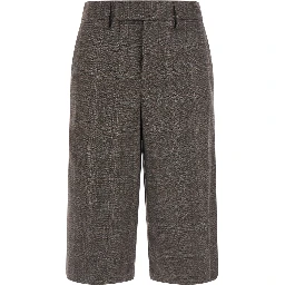 Check Bermuda shorts with check motif and in fabric and brown and unspecified gender