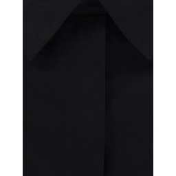 A-Line Shirt in cotton poplin with collar and long sleeves black for women