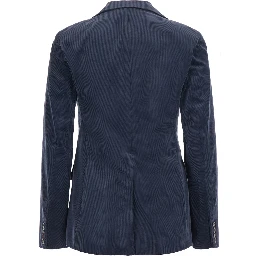 WOVEN-BLAZER jackets and sport coat with collar and long sleeves in blue Tech Fabric unisex
