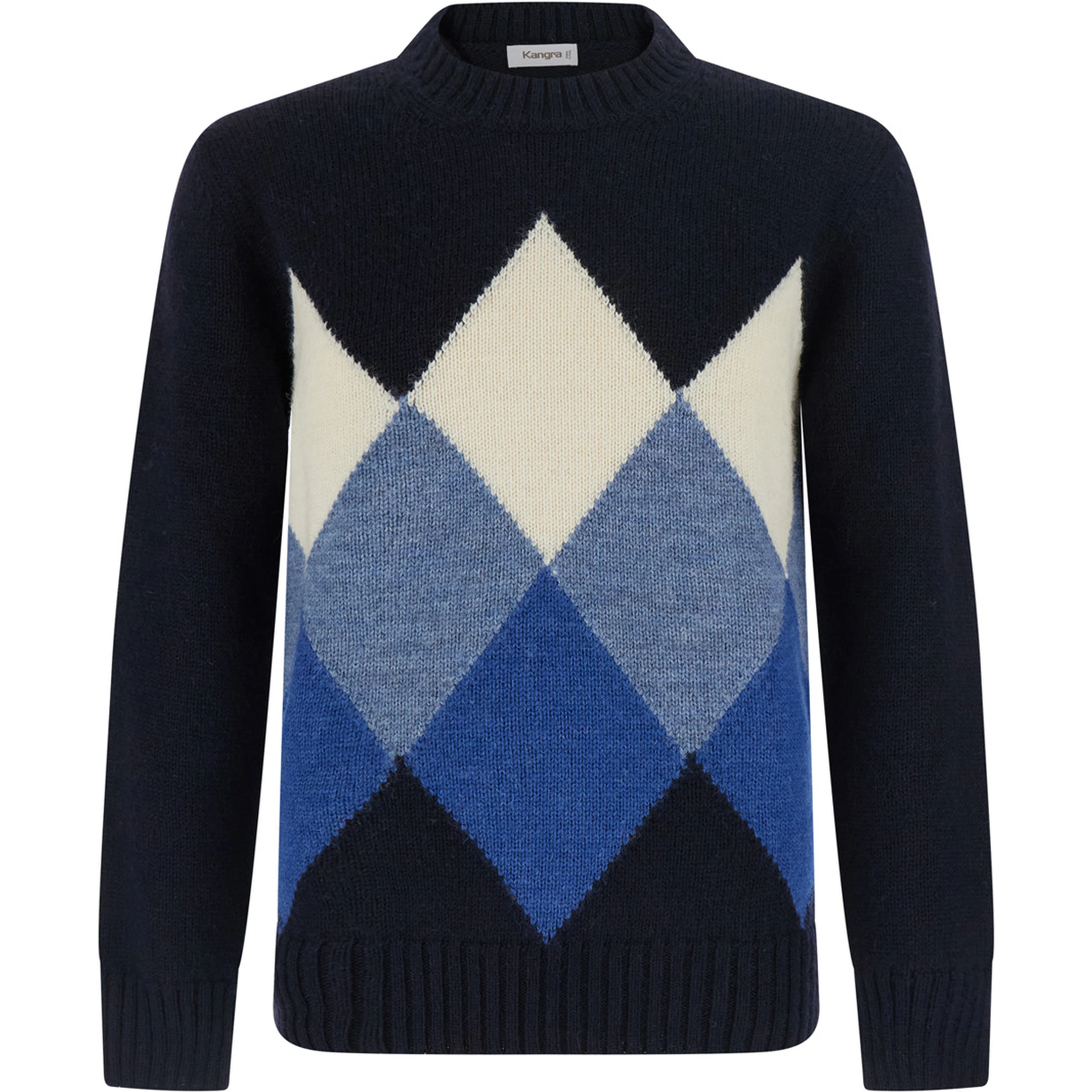 Crewneck Diamonds with long sleeves and 100% Shetland wool blue men