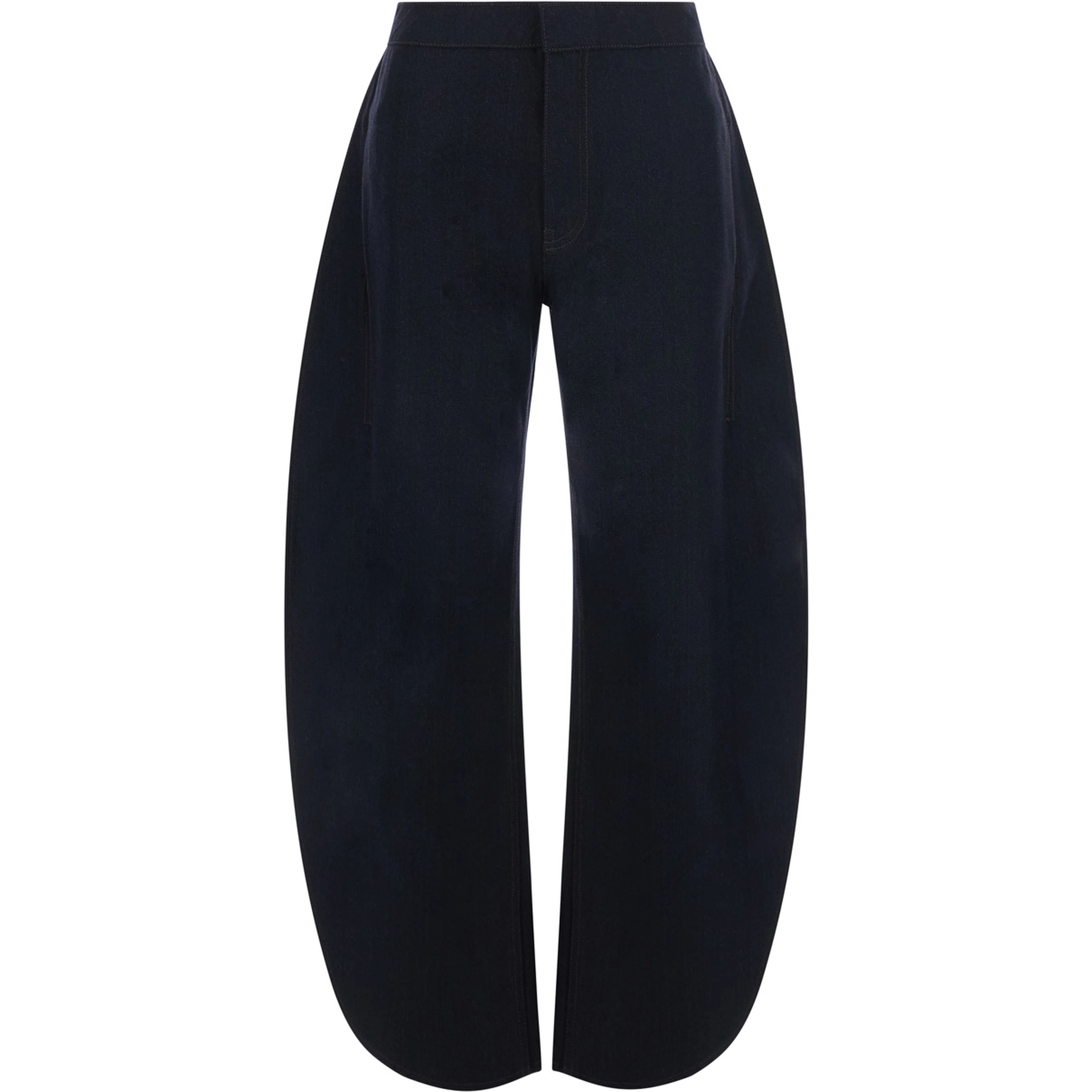 Pants with denim and black wool details for women
