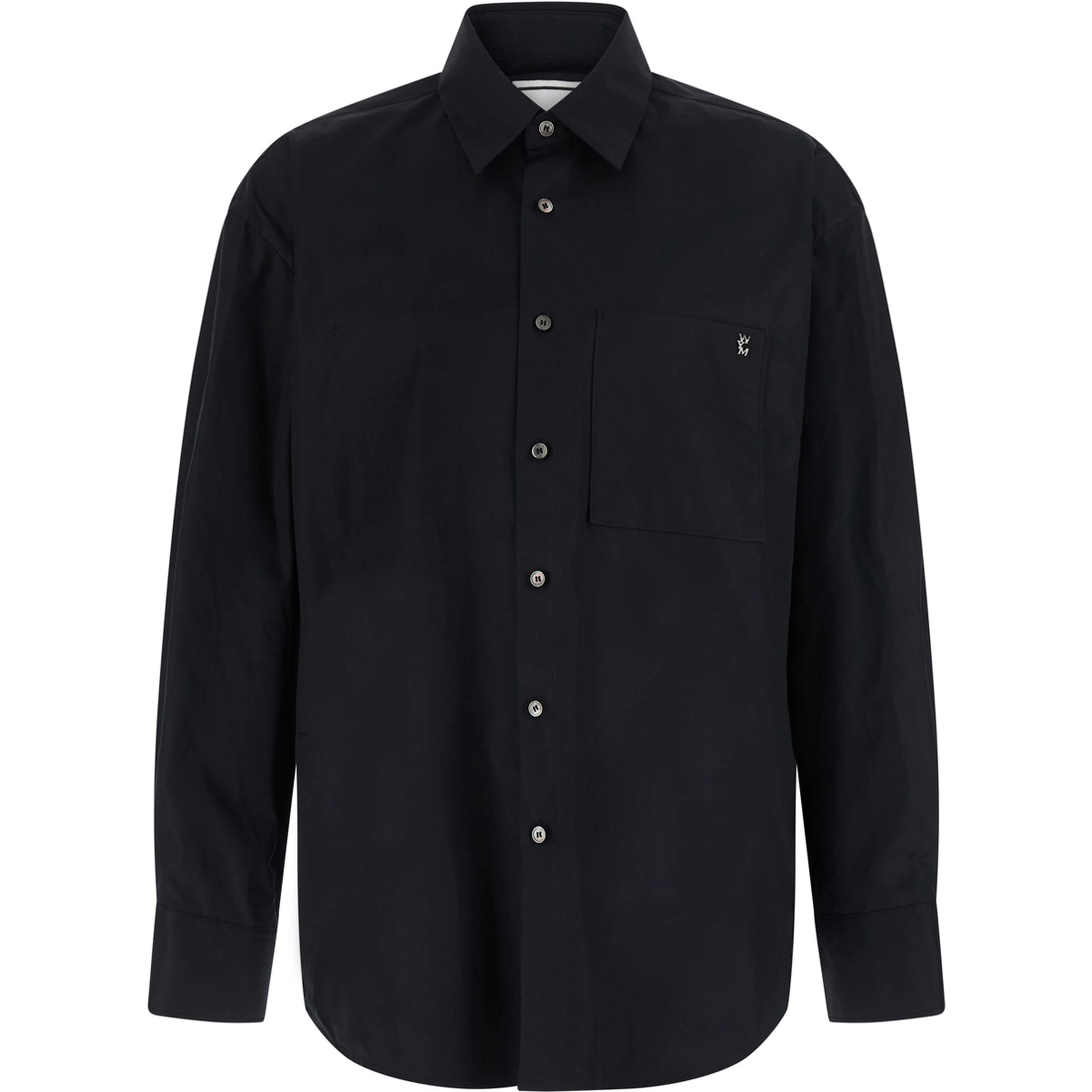 MENS SHIRT with classic collar and long sleeves in Black Cotton for Men