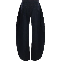 Pants with denim and black wool details for women