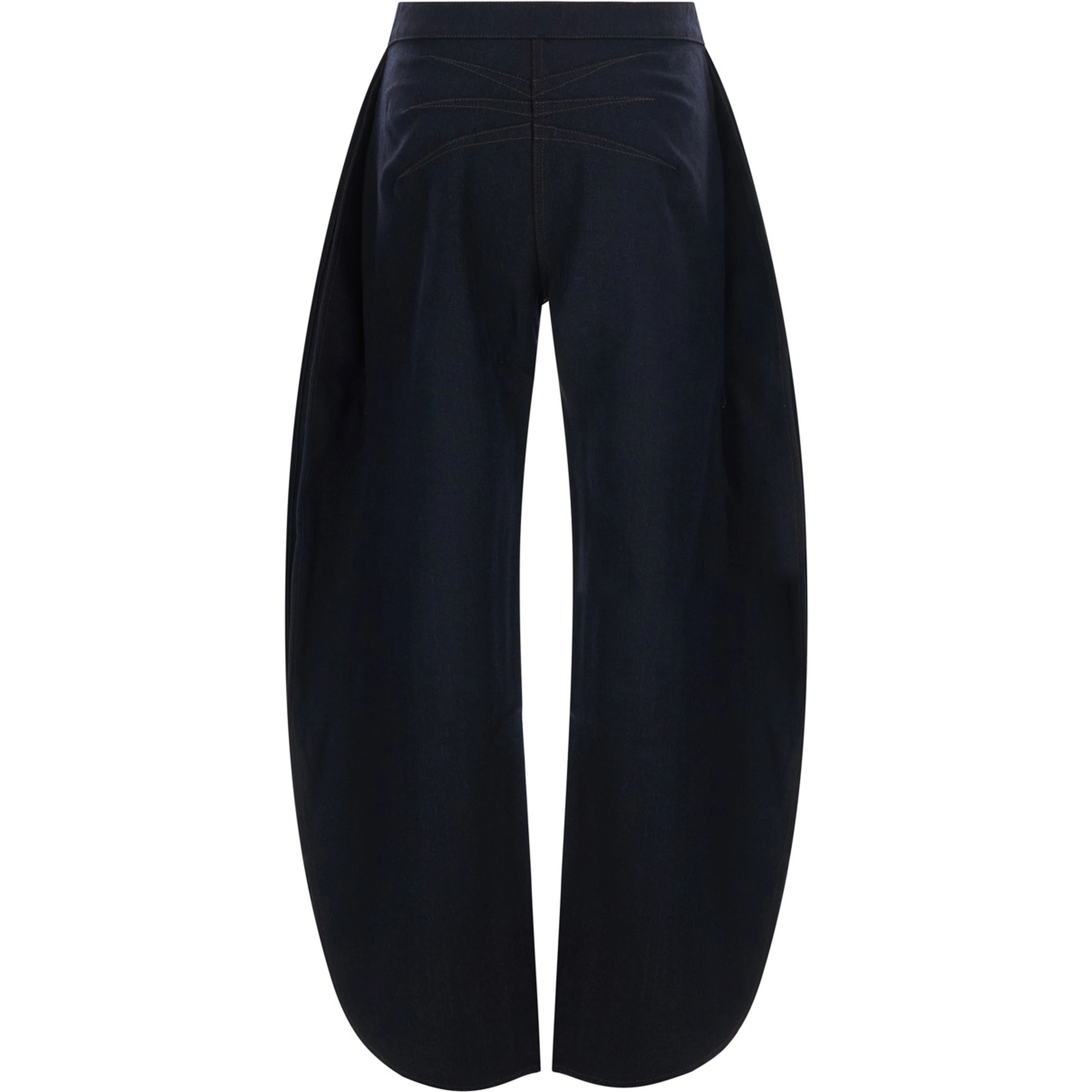 Pants with denim and black wool details for women