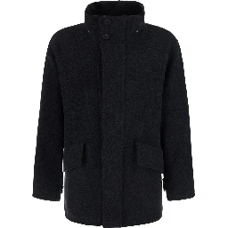 Mens Coat with collar, long sleeves and pockets Grey Man