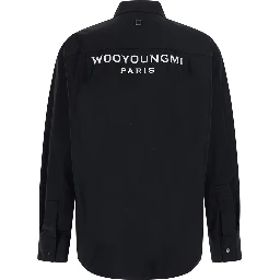 MENS SHIRT with classic collar and long sleeves in Black Cotton for Men