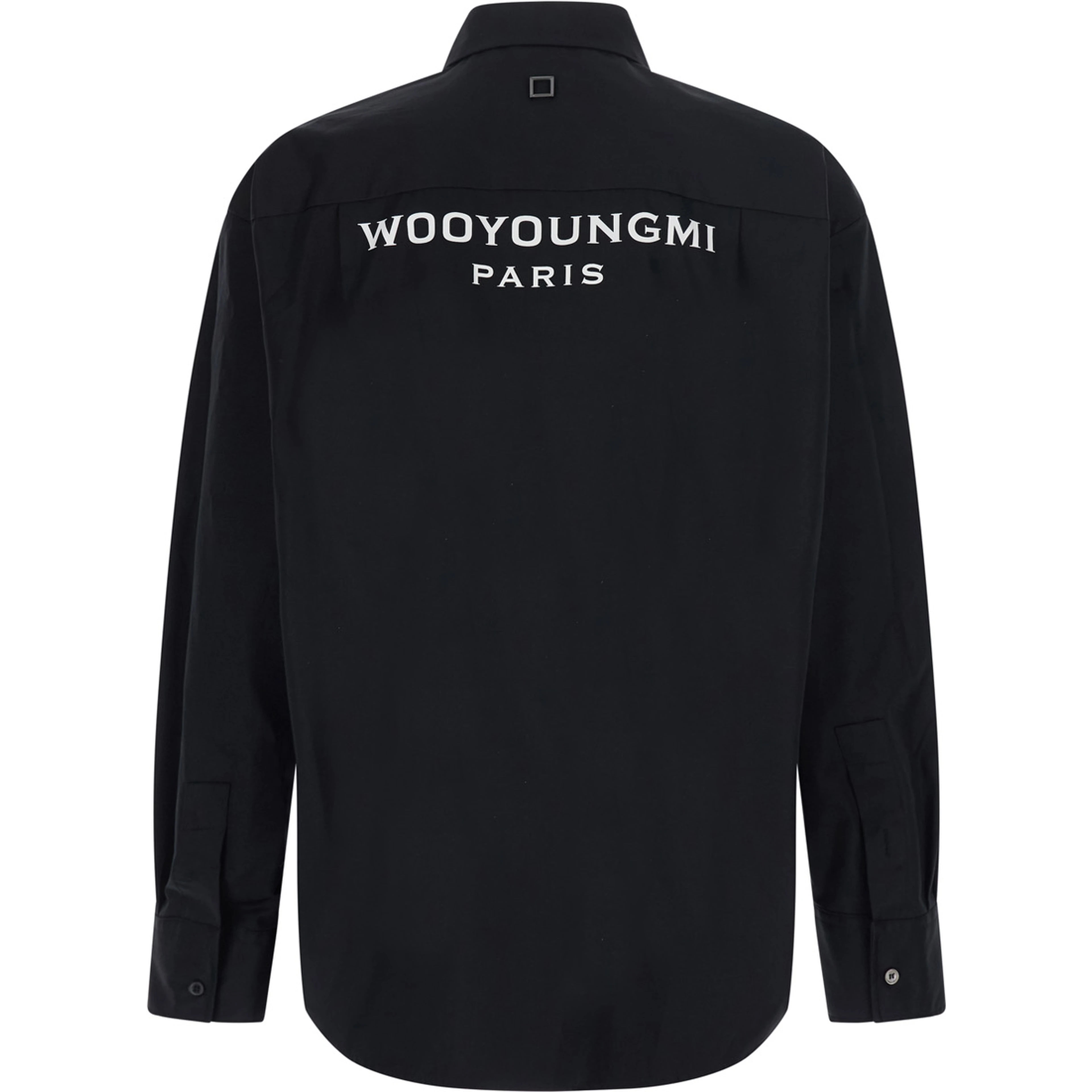 MENS SHIRT with classic collar and long sleeves in Black Cotton for Men