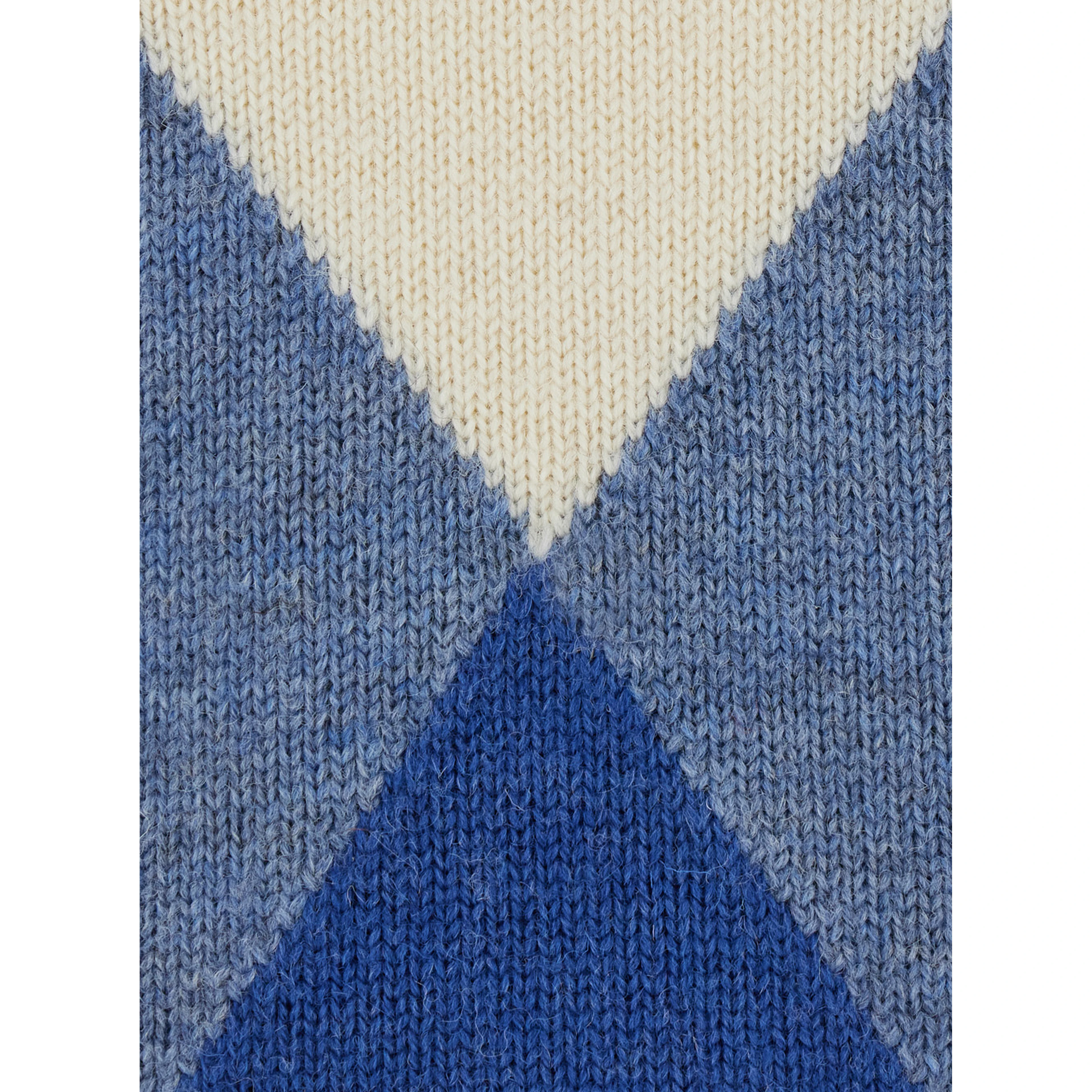 Crewneck Diamonds with long sleeves and 100% Shetland wool blue men