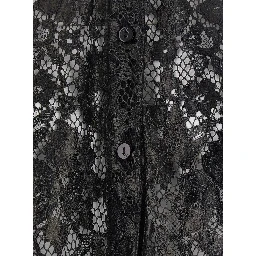 Lace Rebrodé Shirt with Tech Fabric Black Women
