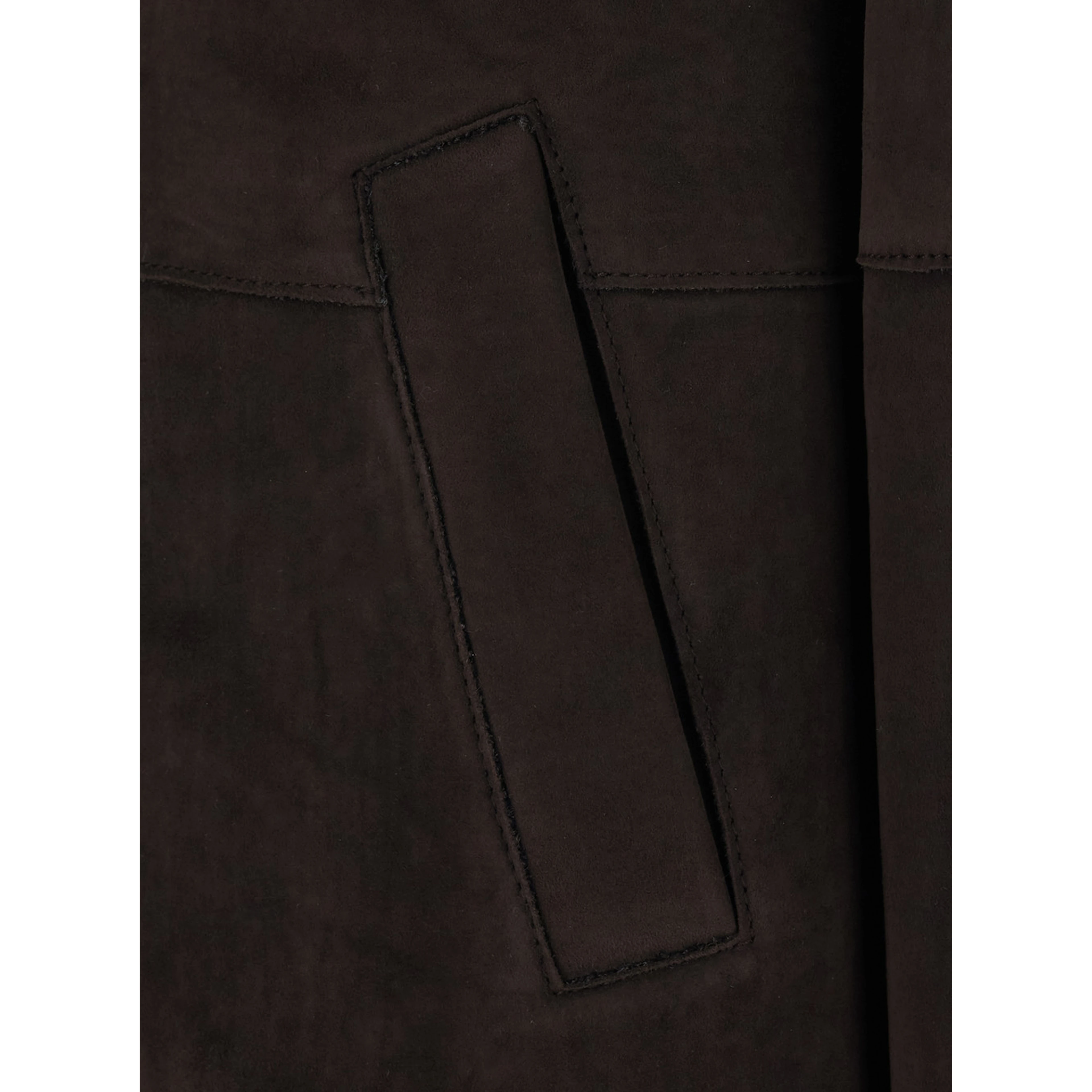 Brown suede womens raglan peacoat with collar and long sleeves