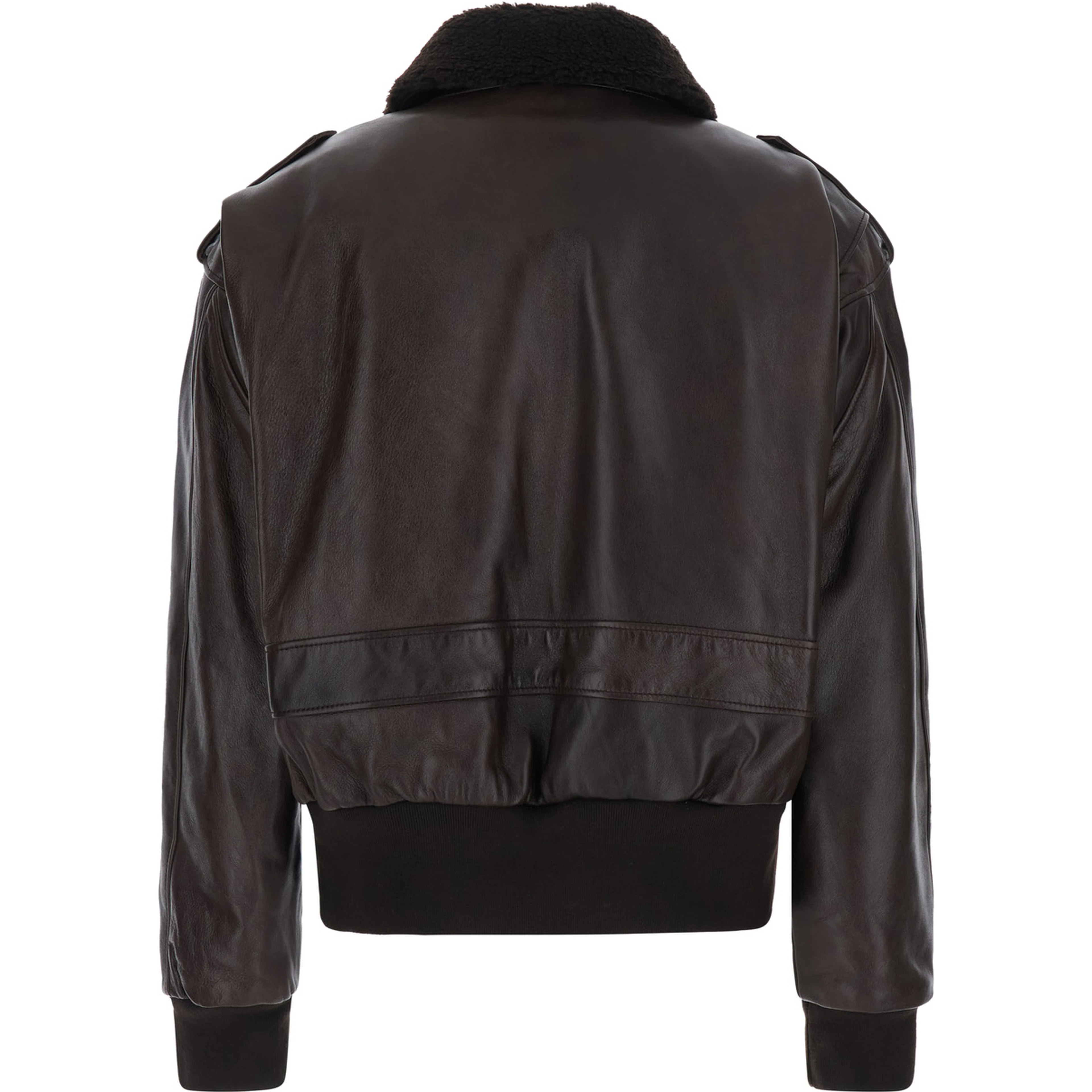 Aviator Jacket in Ecoleather with Shirt Collar and Pockets, Brown, Women