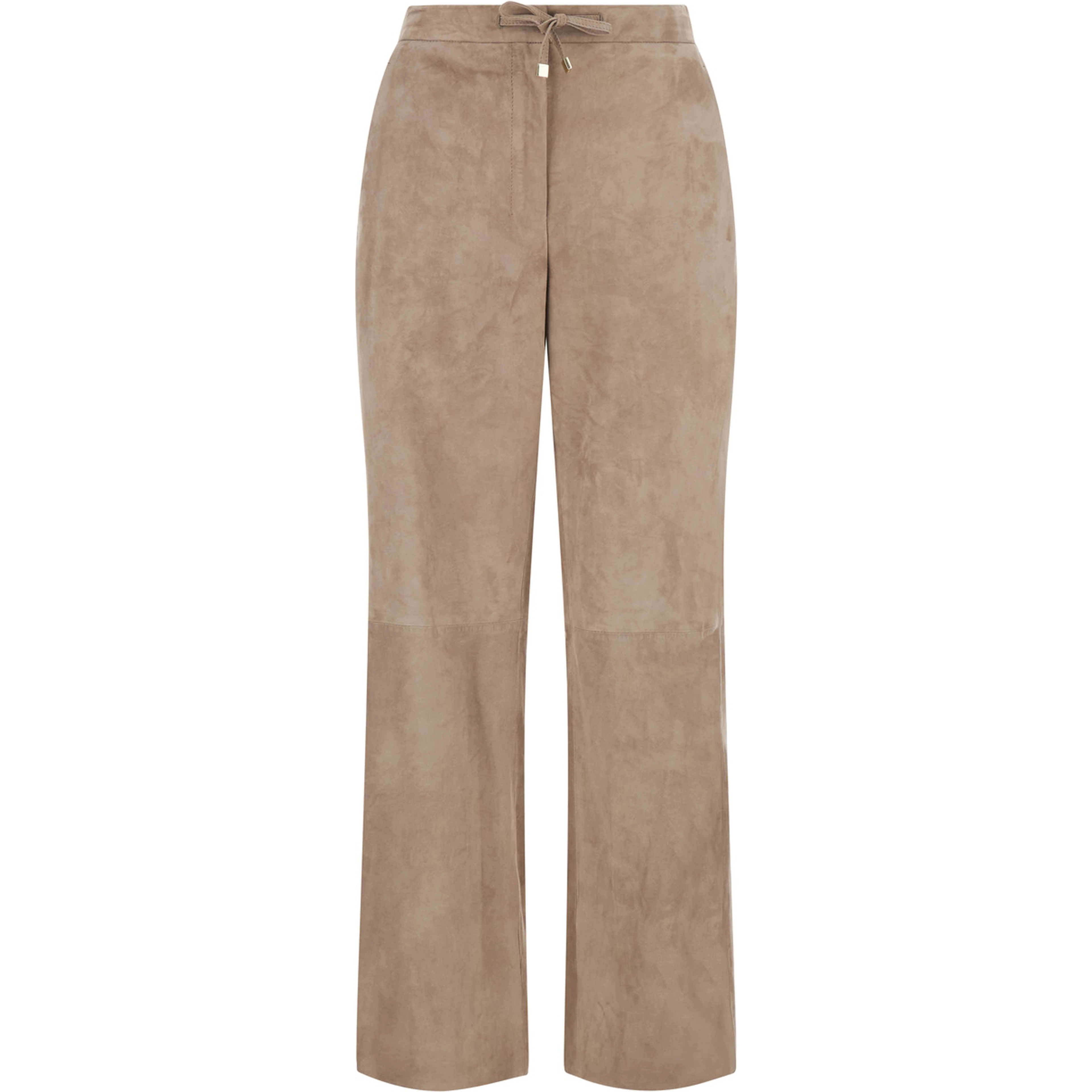 S MAXMARA trousers in lamb suede with beige suede leather fabric for women