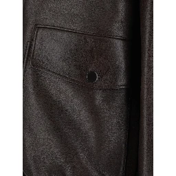 Aviator Jacket in Ecoleather with Shirt Collar and Pockets, Brown, Women