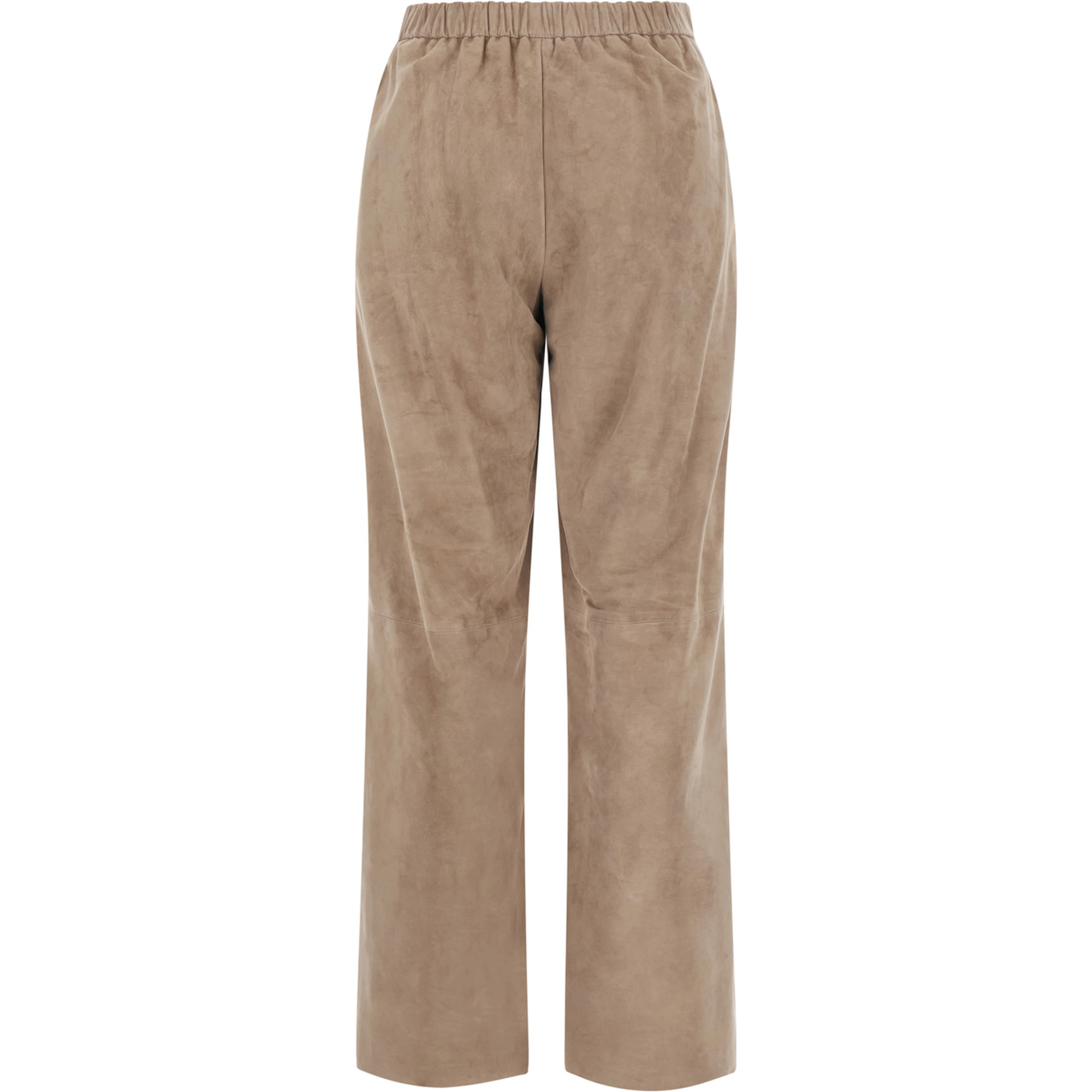 S MAXMARA trousers in lamb suede with beige suede leather fabric for women