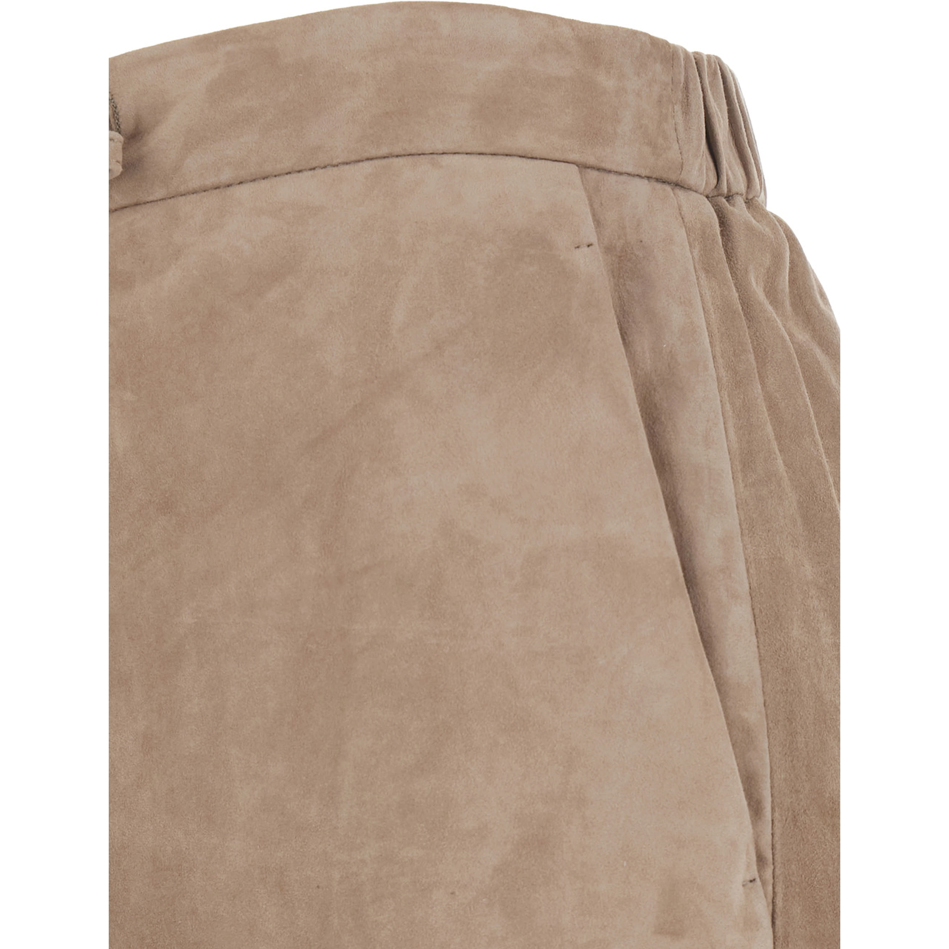 S MAXMARA trousers in lamb suede with beige suede leather fabric for women