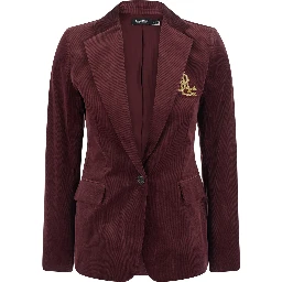 Blazer with notched collar and long sleeves in Tech Fabric Bordeaux for women