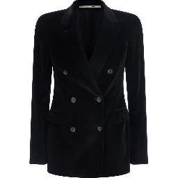 PARIS VELVET Jacket with collar and long sleeves in black velvet for men