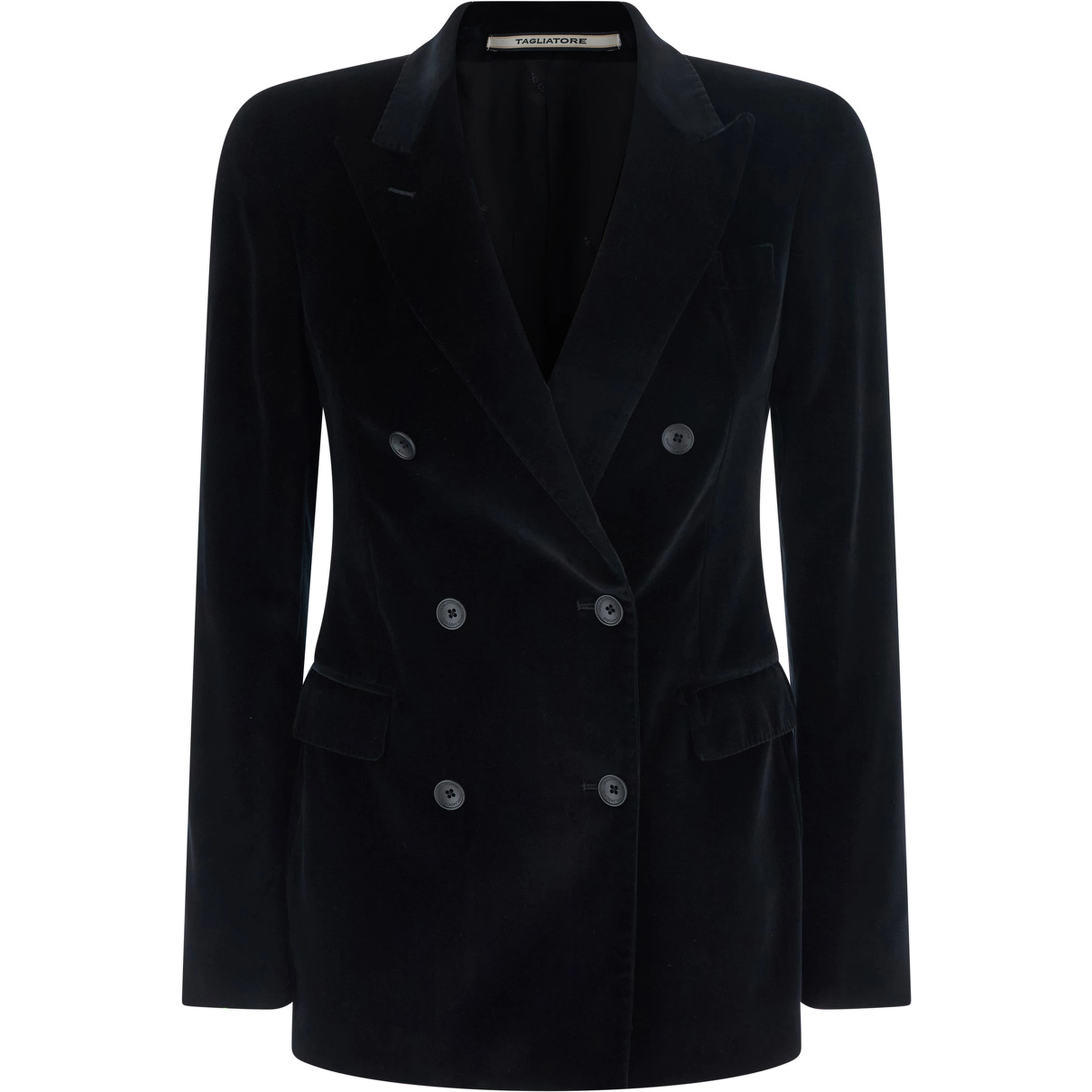 PARIS VELVET Jacket with collar and long sleeves in black velvet for men