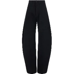 High-waisted jeans with back pockets in black denim for women