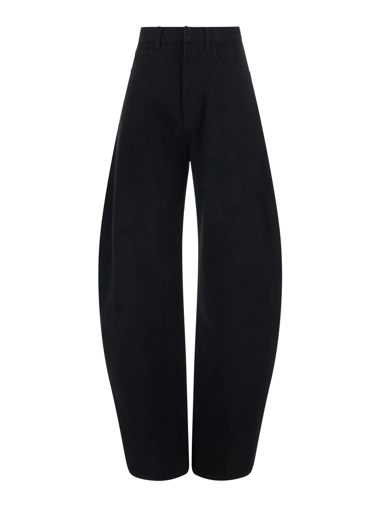 High-waisted jeans with back pockets in black denim for women