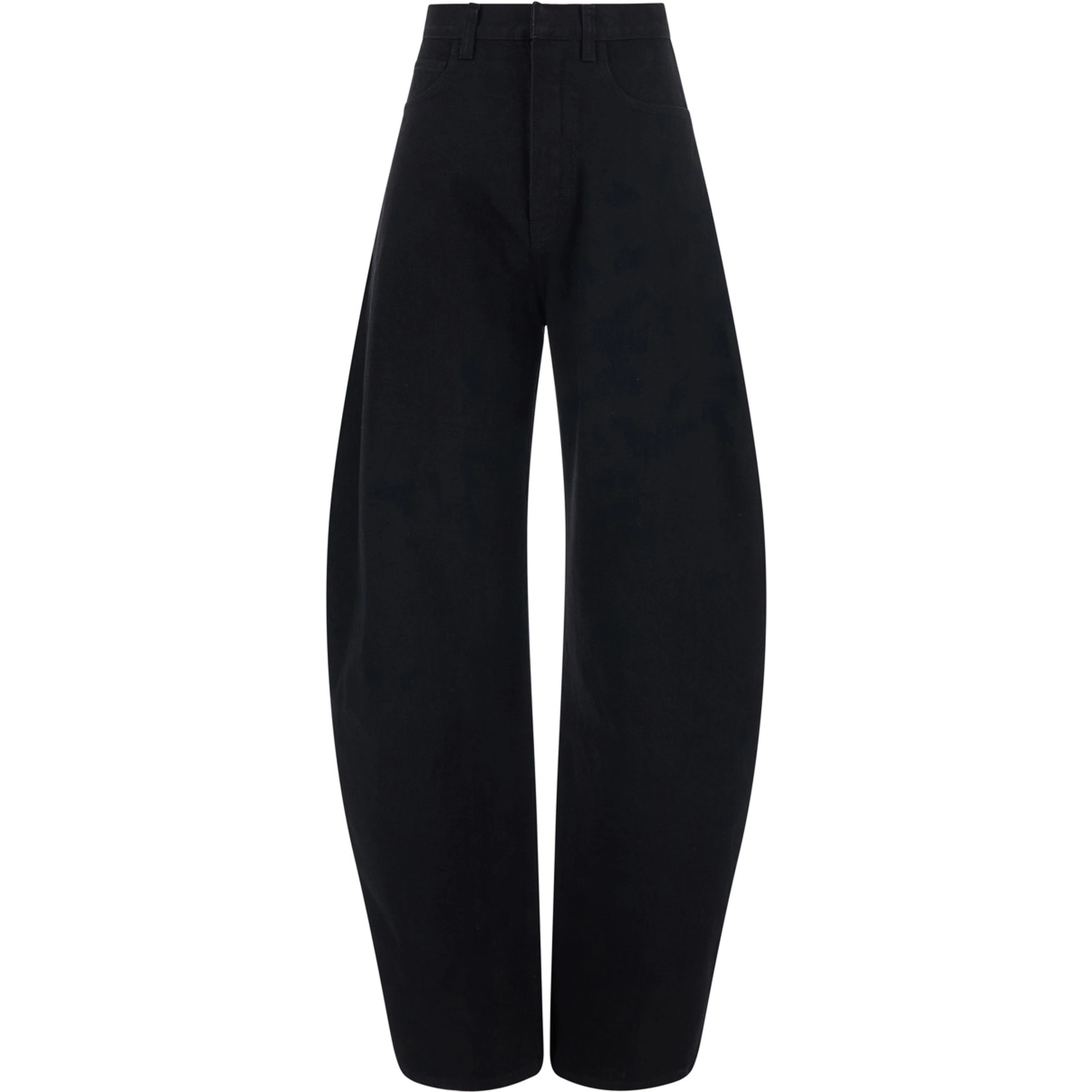 High-waisted jeans with back pockets in black denim for women