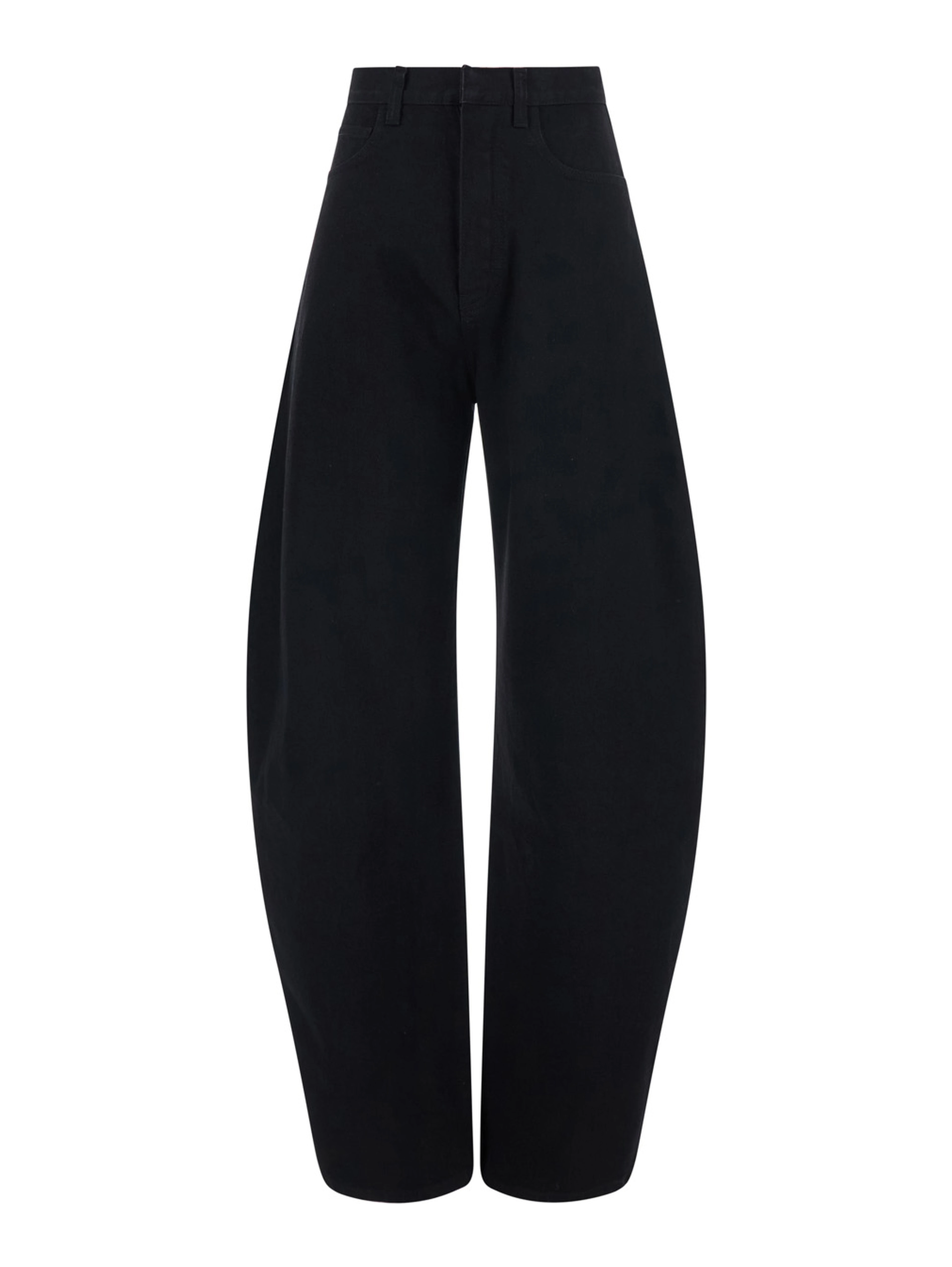 High-waisted jeans with back pockets in black denim for women
