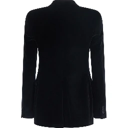 PARIS VELVET Jacket with collar and long sleeves in black velvet for men