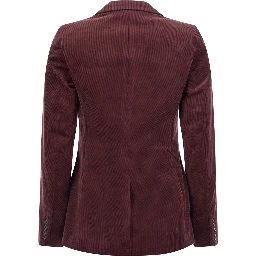 Blazer with notched collar and long sleeves in Tech Fabric Bordeaux for women