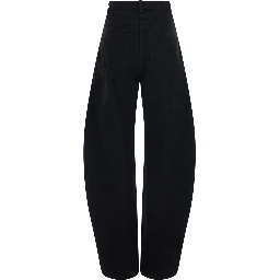 High-waisted jeans with back pockets in black denim for women