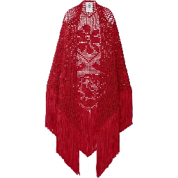 Peony Dress with V-neck and long sleeves in Merino Wool red for women