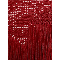 Peony Dress with V-neck and long sleeves in Merino Wool red for women