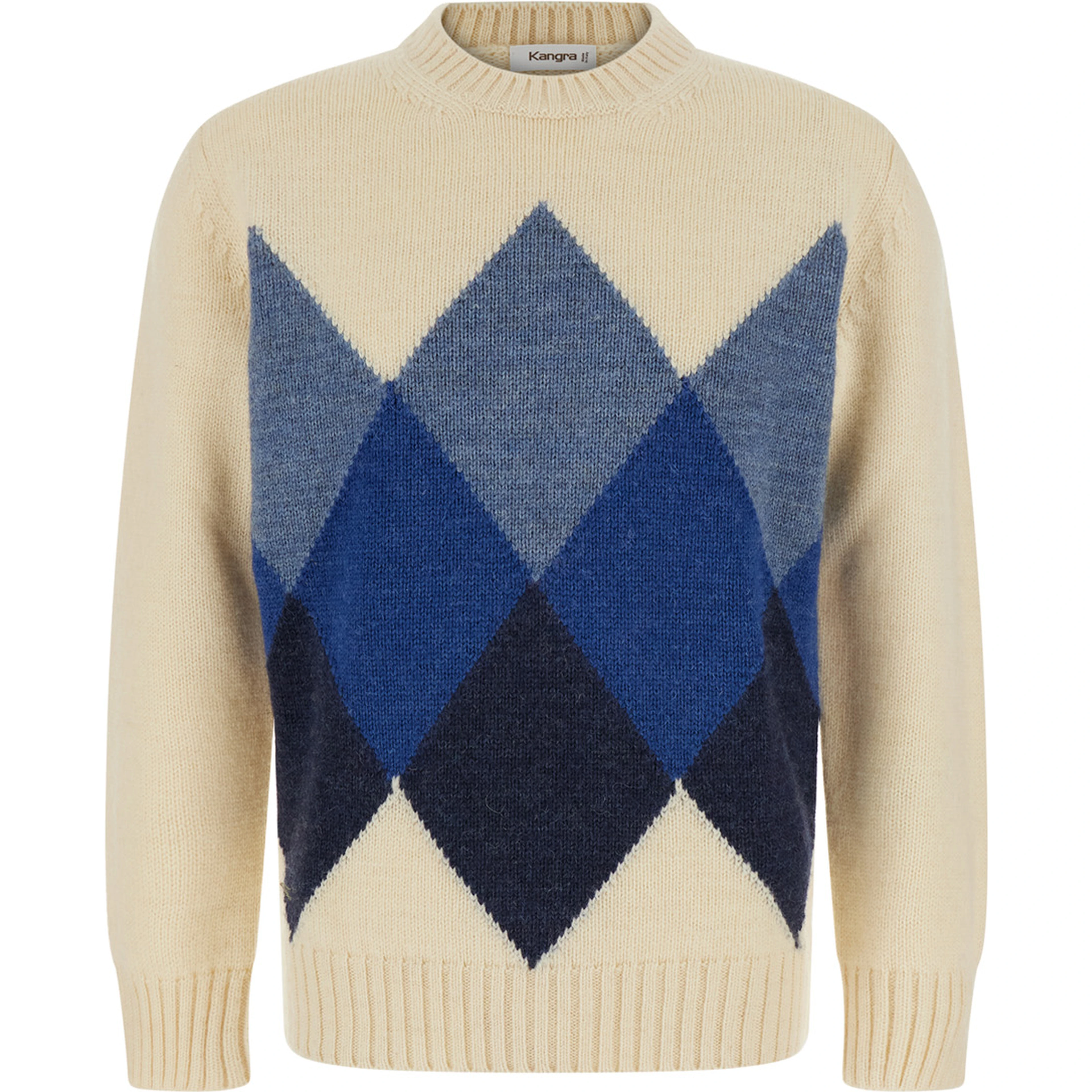 ROUND NECK DIAMONDS with crew neck and long sleeves in Shetland Wool Beige Men