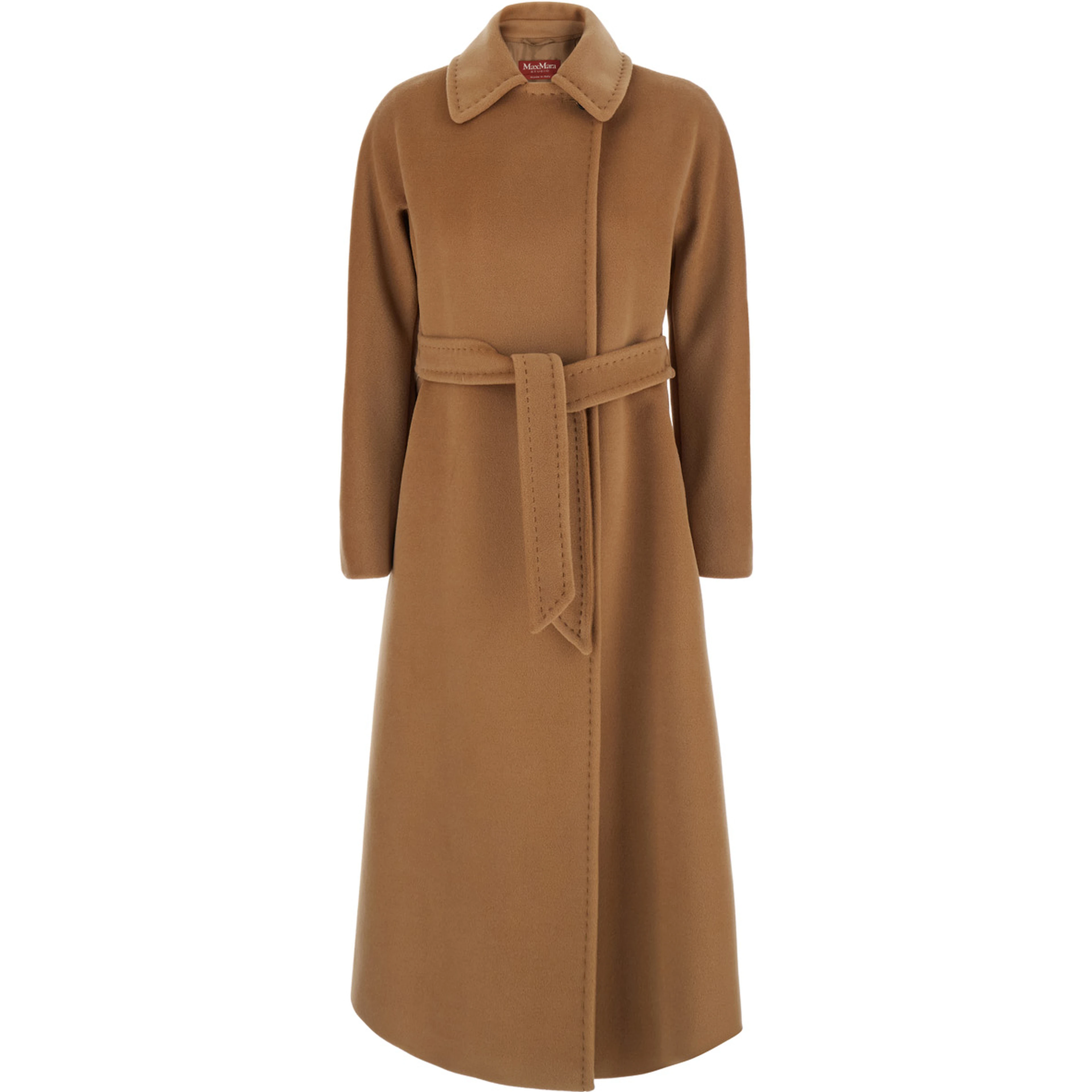 Beige coat with notched revers and long sleeves in Tech Fabric. Color beige. Woman.