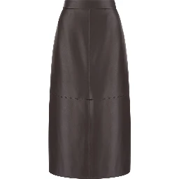 Brown womens leather-effect jersey skirt in Tech Fabric