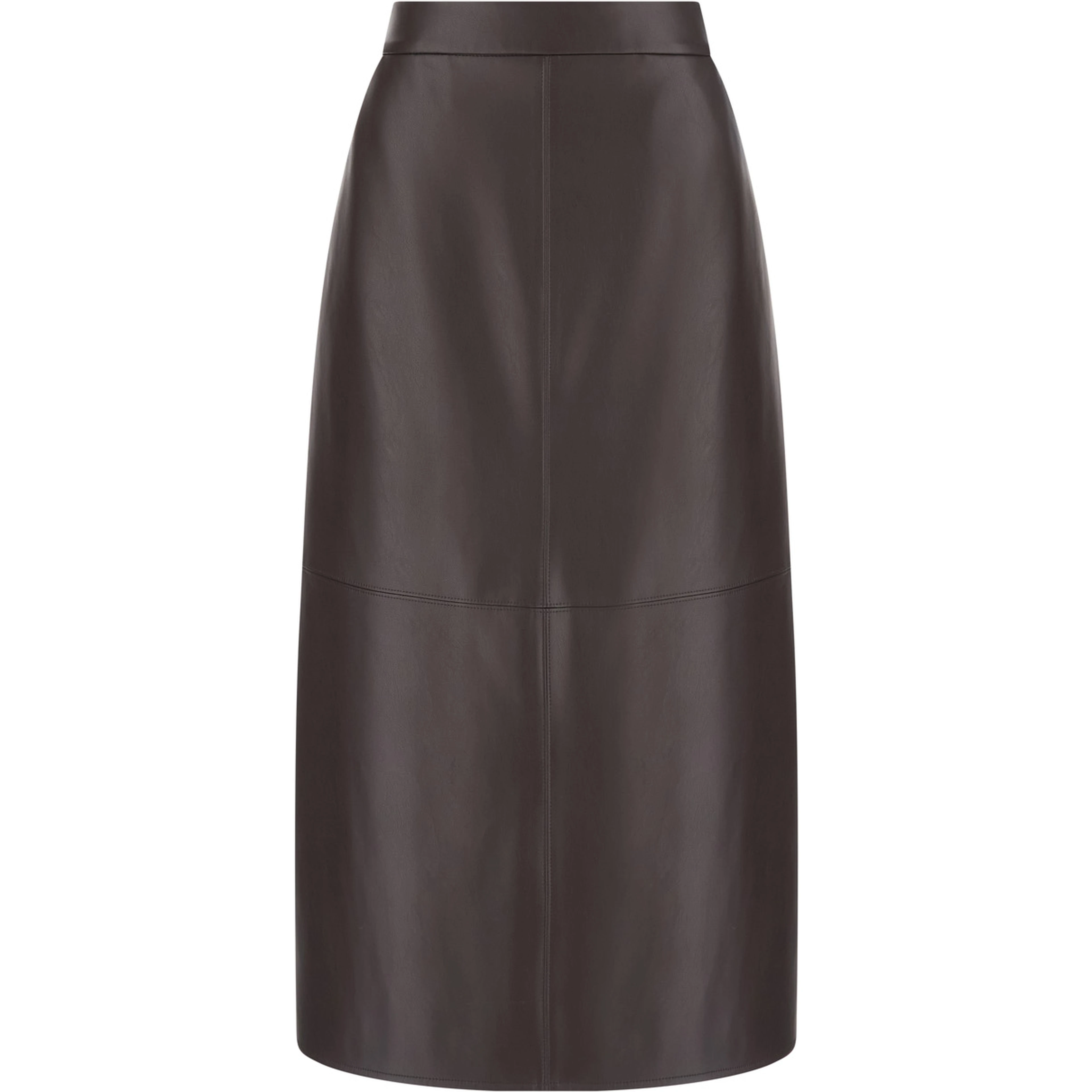 Brown womens leather-effect jersey skirt in Tech Fabric