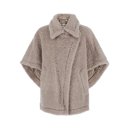 Cape TEBE1 with shawl collar and pockets, in Tech Fabric, beige, women
